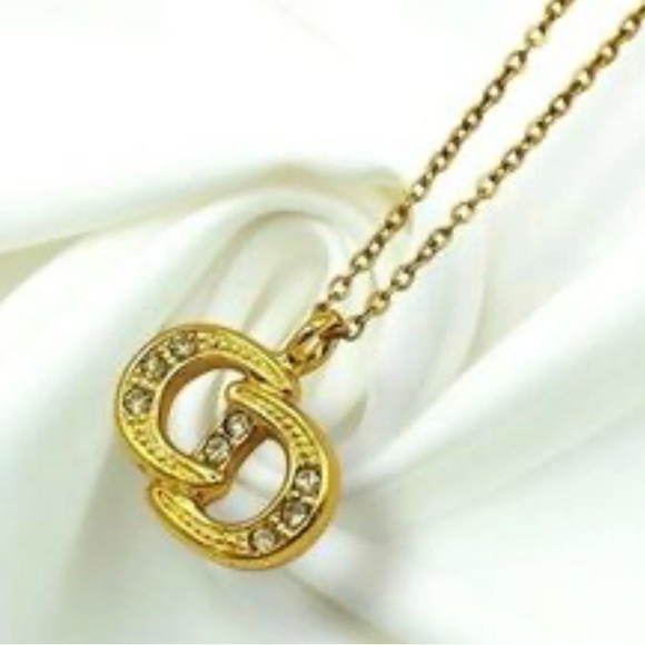 Christian Dior Authentic Vintage CD with Cubic stones Necklace wit - Picture 2 of 10